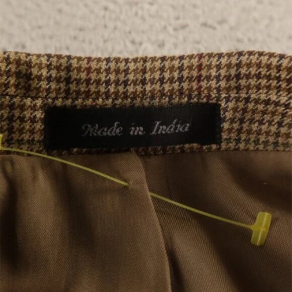 Ralph Lauren Jacket M MT Beige Gun Check Houndstooth Silk Wool Blazer 42L - Picture 3 of 5